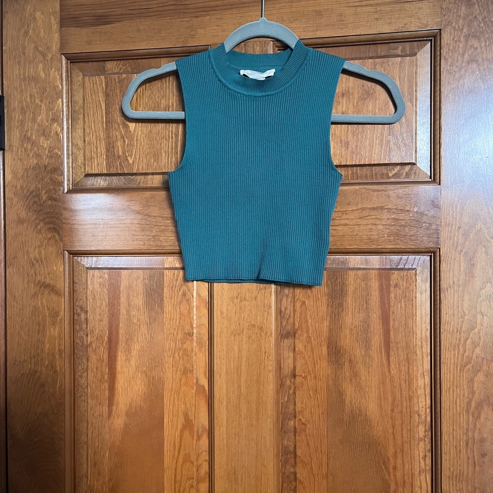Teal Ribbed Crop Top